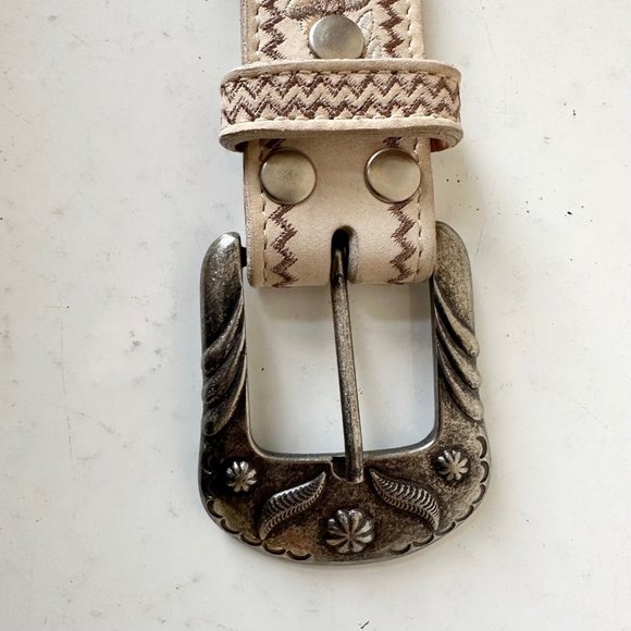 NEW Lane Boots LANDRUM Western Belt M Embroidery Bone Leather Southwest Cowboy - Picture 4 of 10